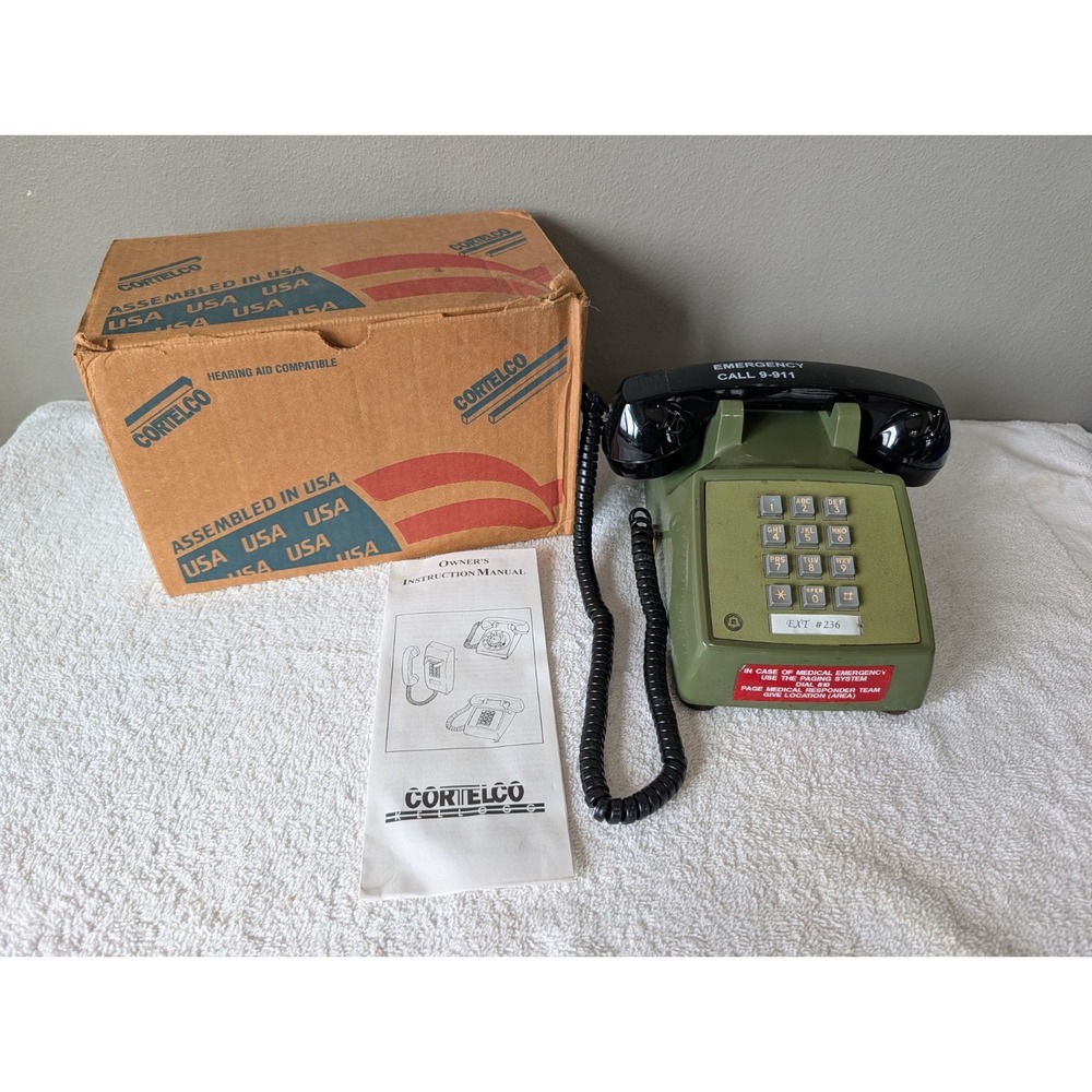 Western Electric 2500MM Vintage Push Button Desk Phone Avocado Green Bell READ